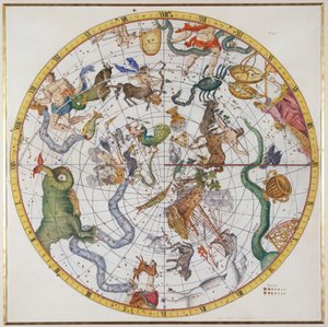 27. tábla John Flamsteed (1646-1719) "Atlas Coelestis" című, 1729-ben kiadott művéből (kézi színes metszet).